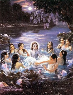 ラダ・クリシュナとヒンドゥー池の女の子たち Oil Paintings